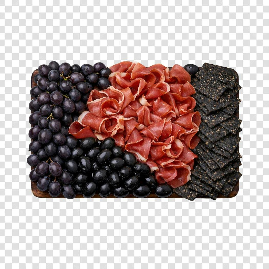 Foto Recortada Tábua Frios Uvas Presunto PNG Fundo Transparente