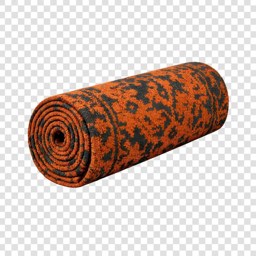 Foto Recortada Tapete Enrolado Laranja Preto PNG Fundo Transparente