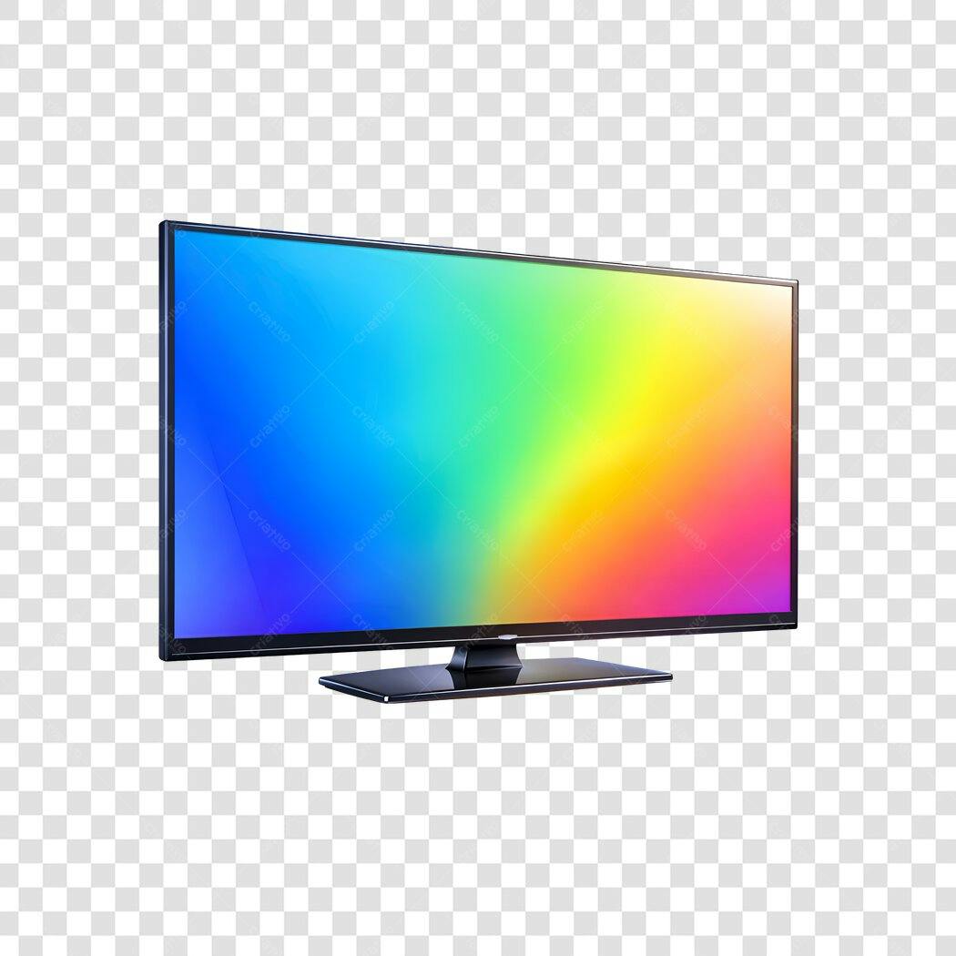 Foto Recortada Televisão Smart TV Tela Colorida PNG Fundo Transparente