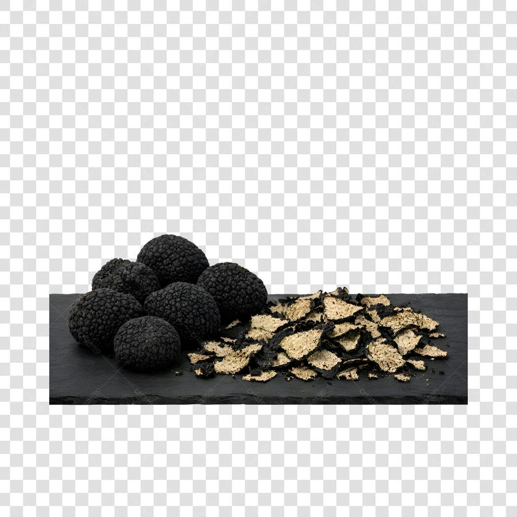 Foto Recortada Trufas Negras e Lascas PNG Fundo Transparente