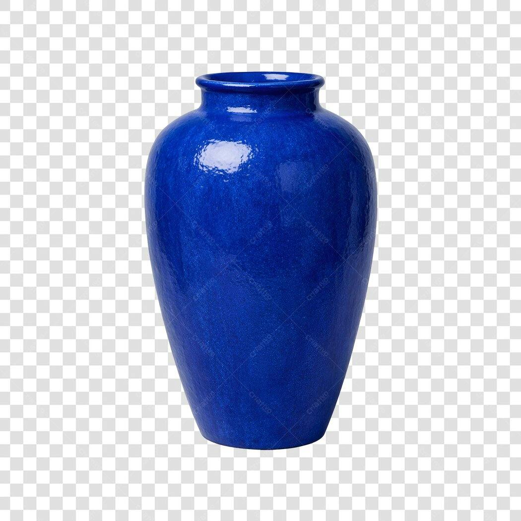 Foto Recortada Vaso Azul Cerâmica Decorativo PNG Fundo Transparente