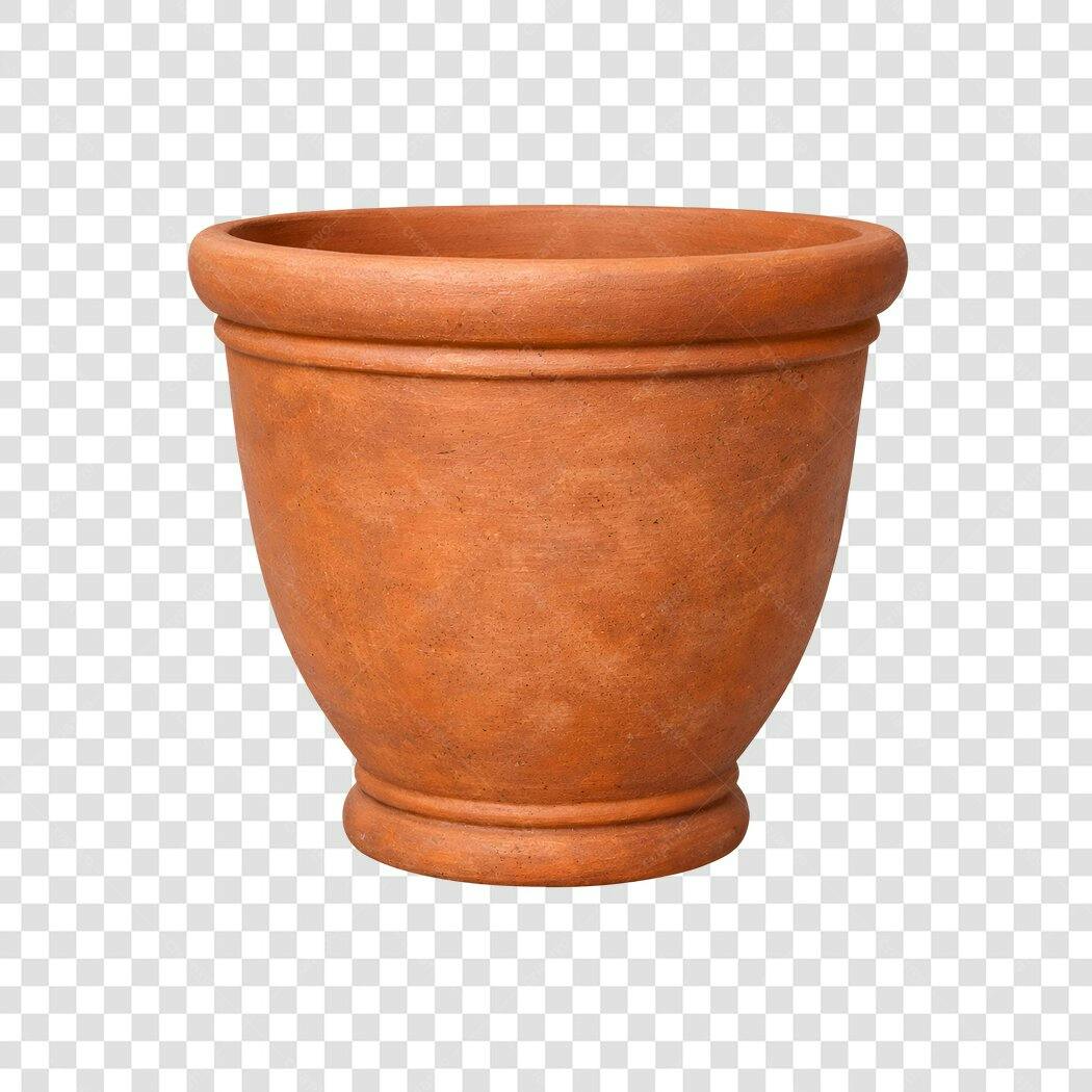 Foto Recortada Vaso de Barro Terracota PNG Fundo Transparente
