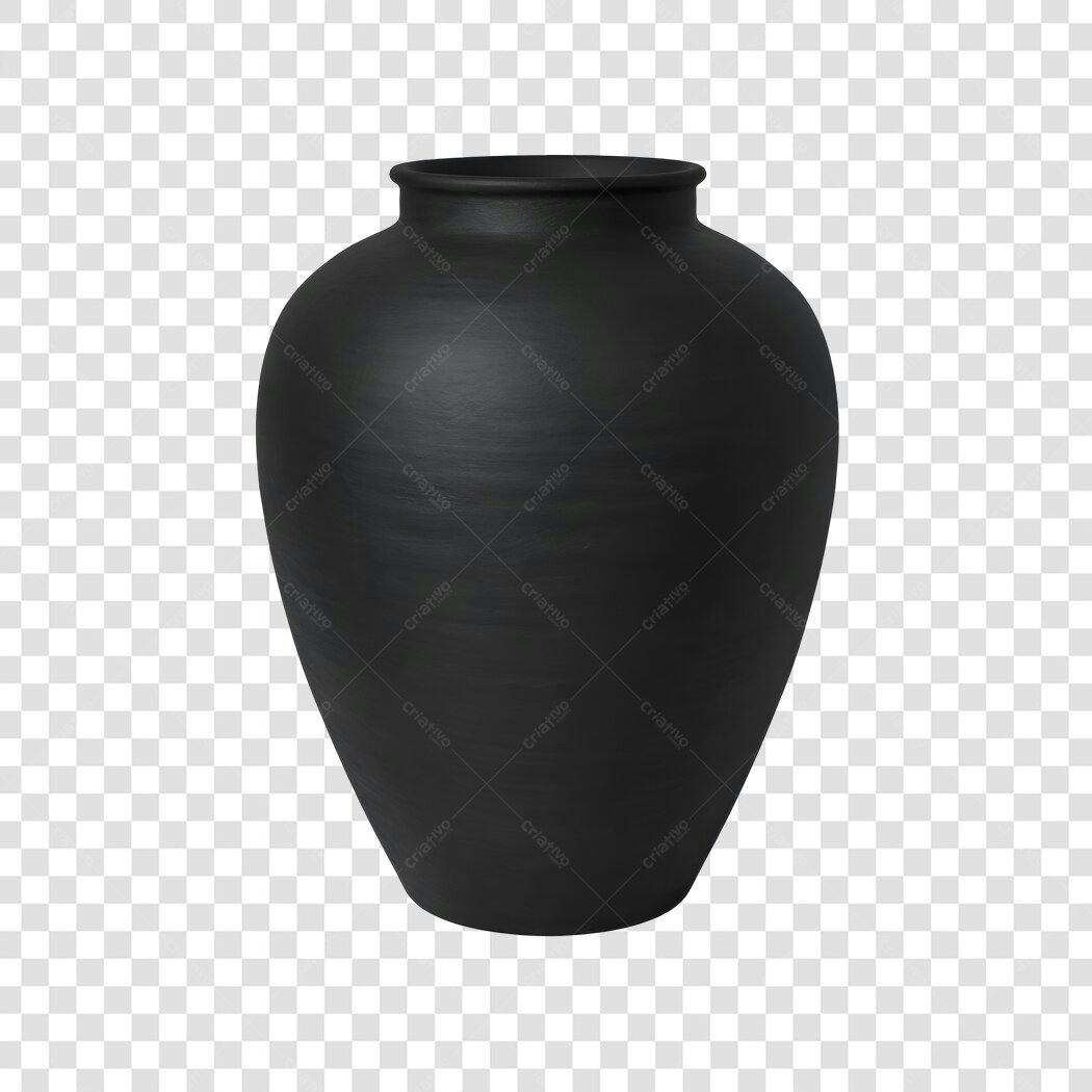 Foto Recortada Vaso Preto Cerâmica PNG Fundo Transparente