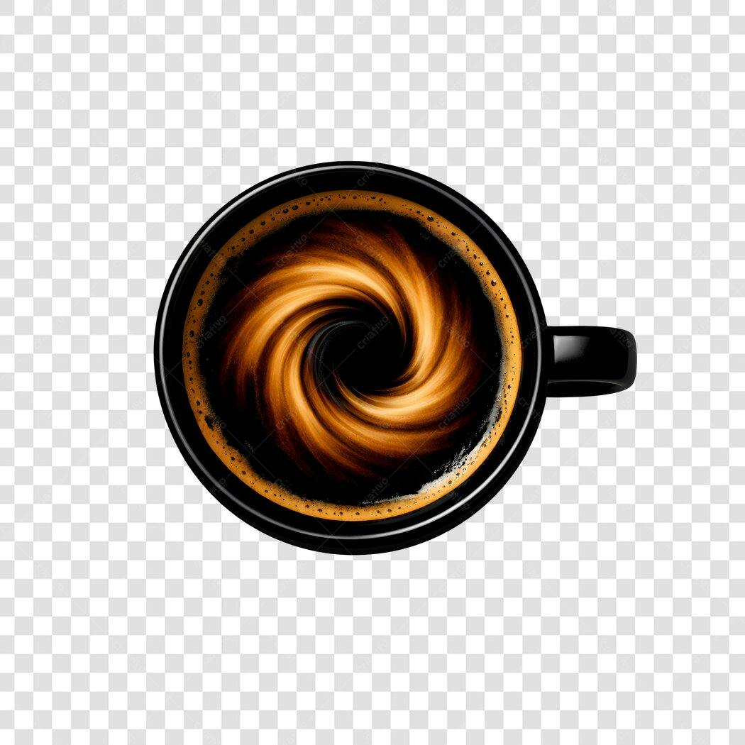 Foto Recortada Xícara Café Espiral Vista Superior PNG Fundo Transparente