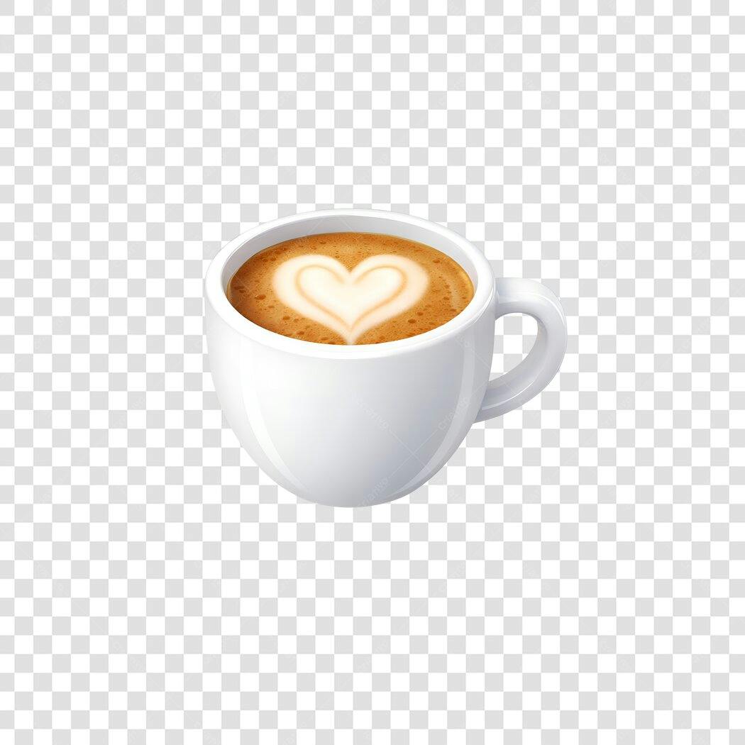 Foto Recortada Xícara Café Latte Art Coração PNG Fundo Transparente