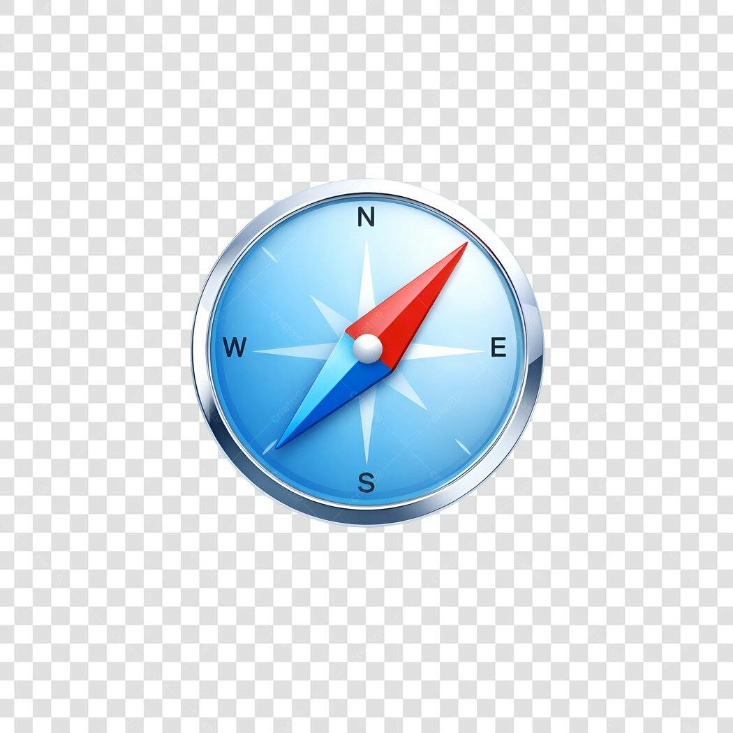 Ícone Bússola Navegação Azul Vermelho PNG Fundo Transparente