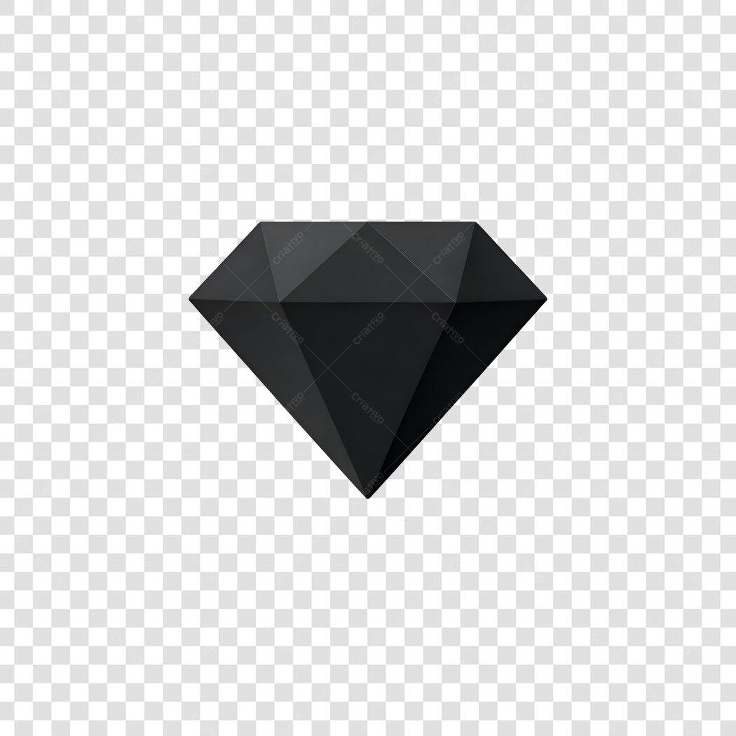 Ícone Diamante Preto Flat Design PNG Fundo Transparente