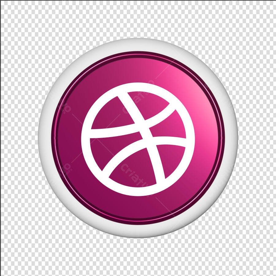 Ícone Dribbble Botão Redondo Rosa PNG Fundo Transparente