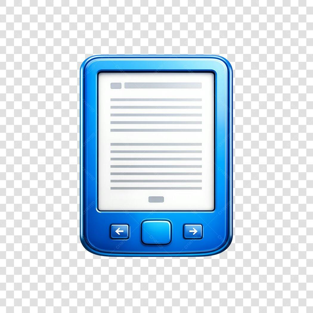 Ícone E-reader Azul Leitura Digital PNG Fundo Transparente