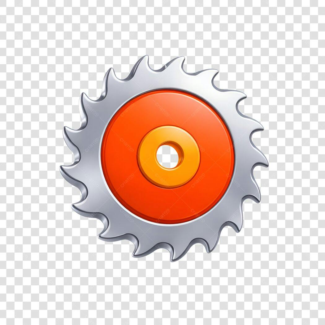Ícone Engrenagem Serra Circular Laranja Prata PNG Fundo Transparente