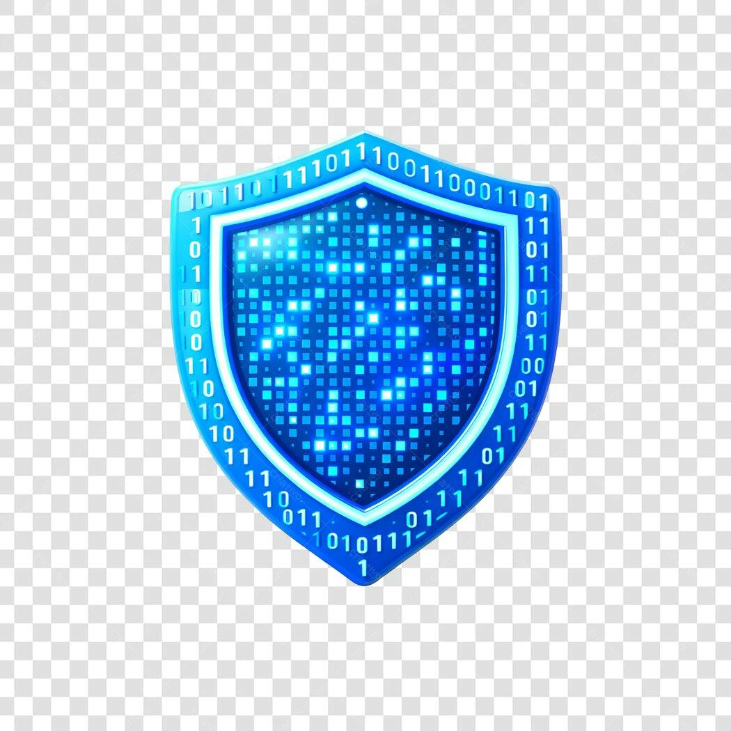 Ícone Escudo Segurança Digital Binário PNG Fundo Transparente