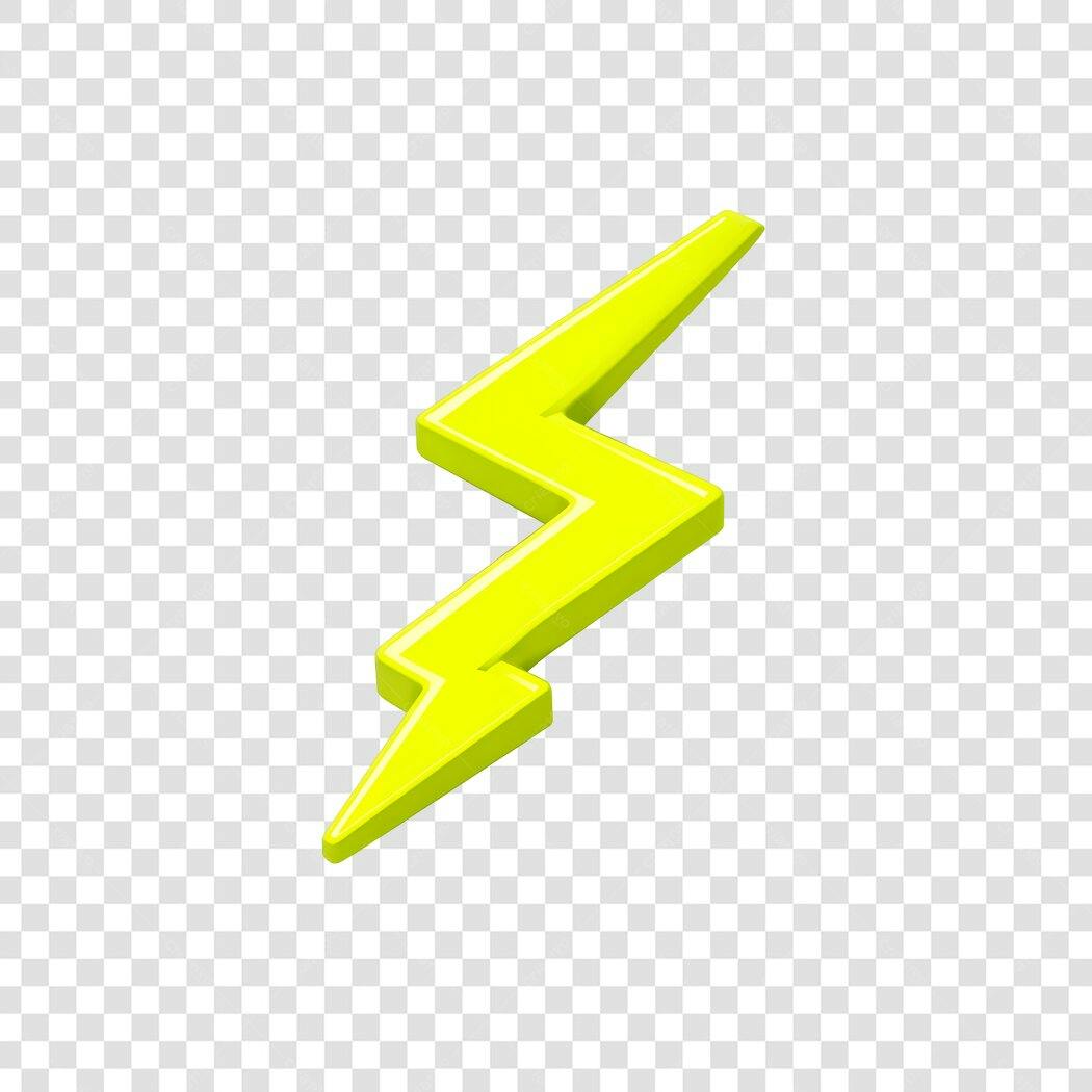 Ícone Raio Amarelo 3D Efeito Energia PNG Fundo Transparente