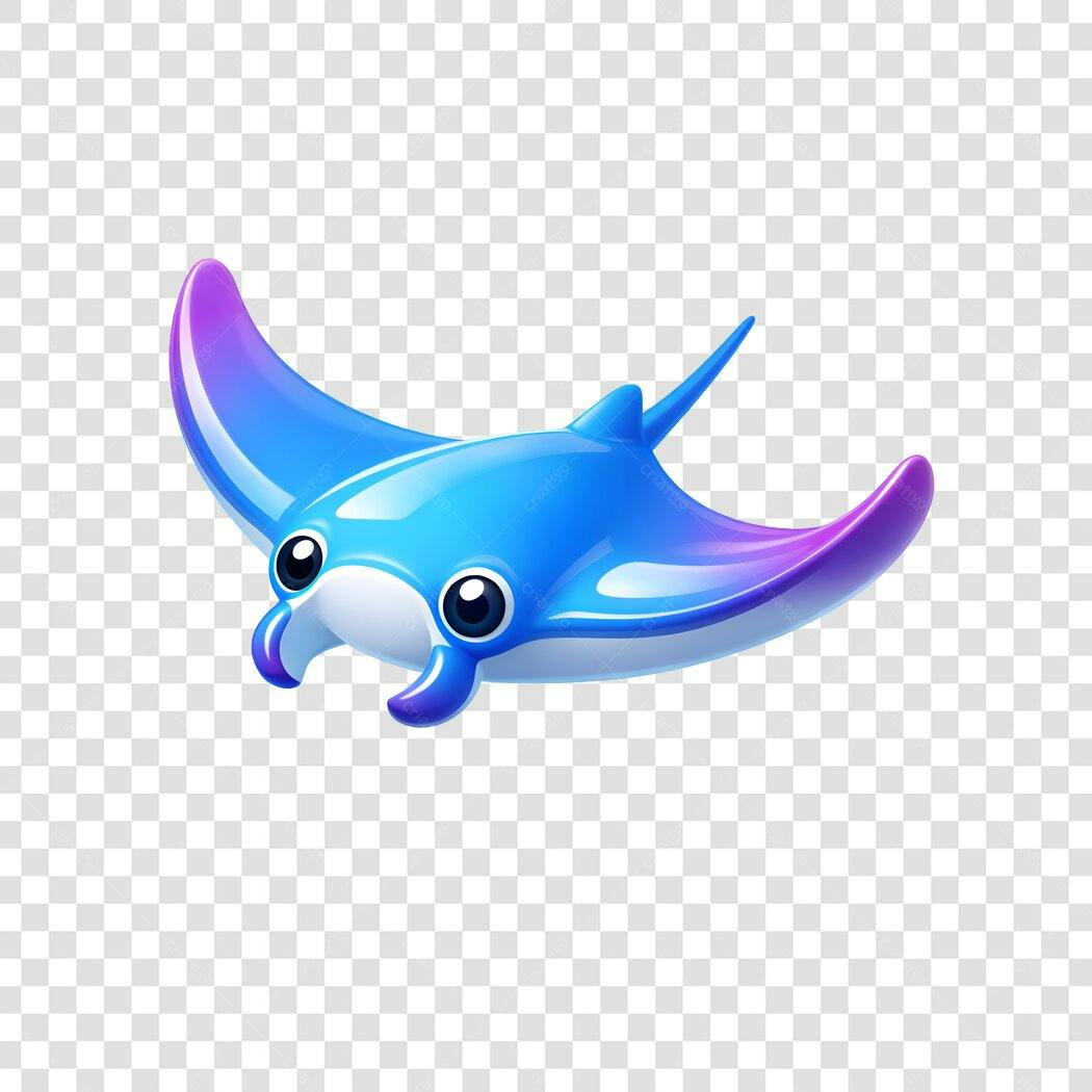 Ilustração Arraia Azul Roxa Oceano PNG Fundo Transparente