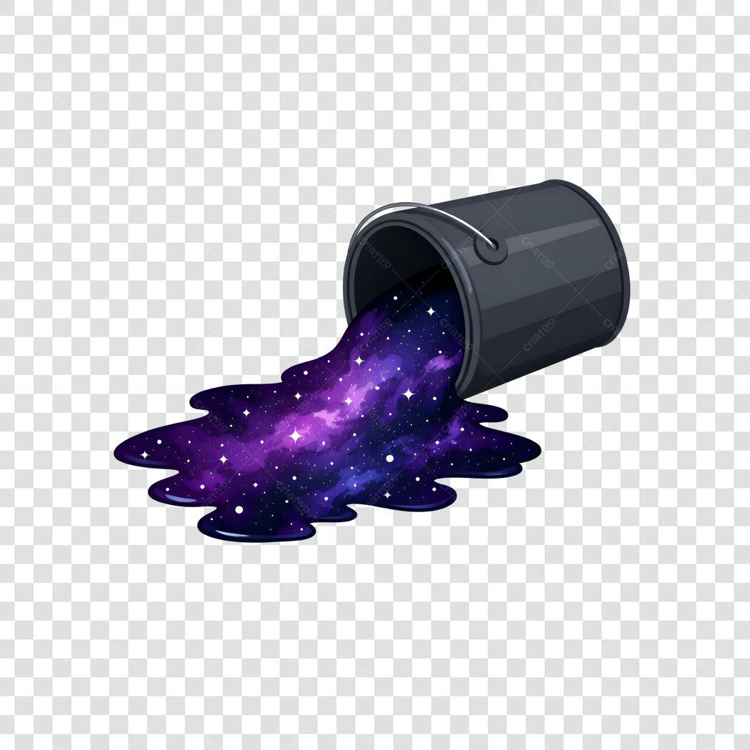 Ilustração Balde Tinta Galáxia Roxa PNG Fundo Transparente