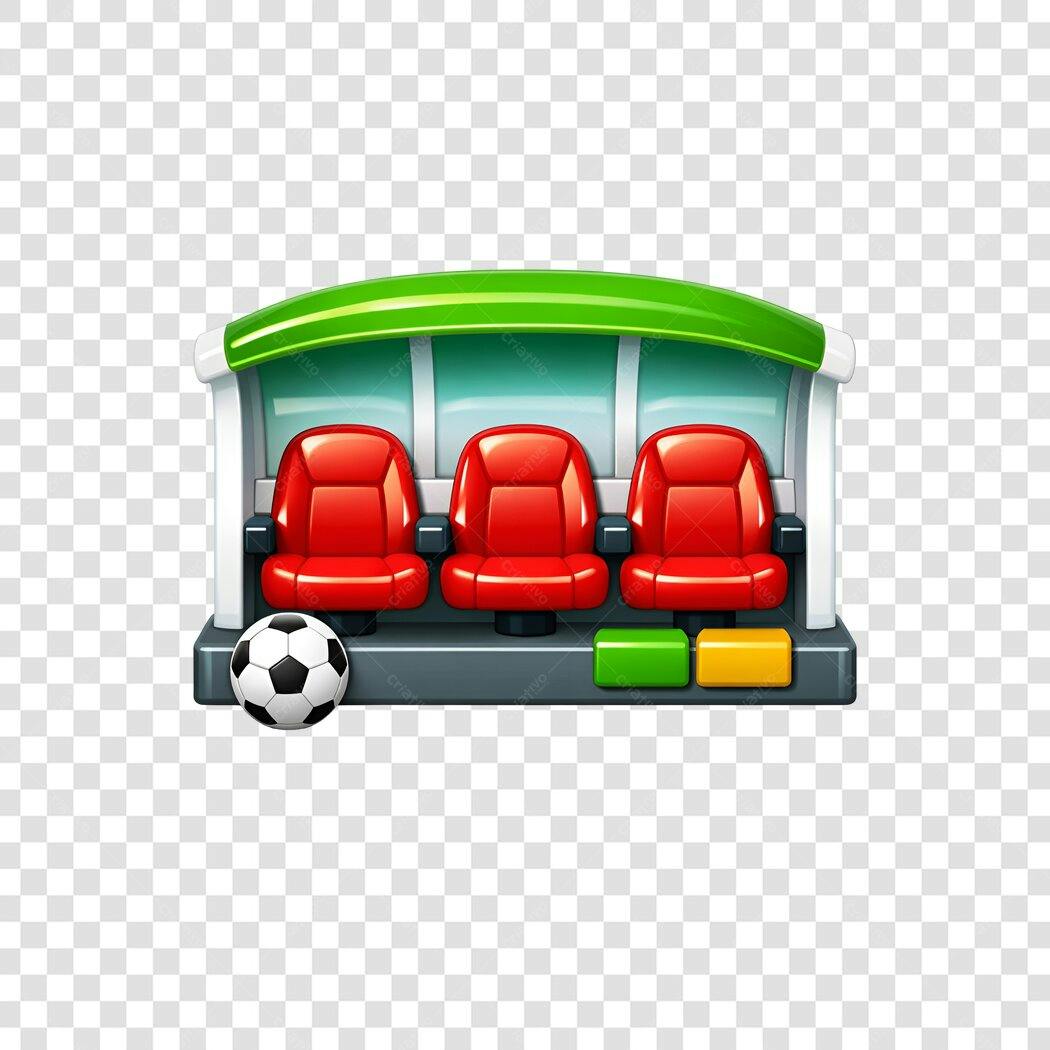 Ilustração Banco de Reservas Futebol Bola PNG Fundo Transparente