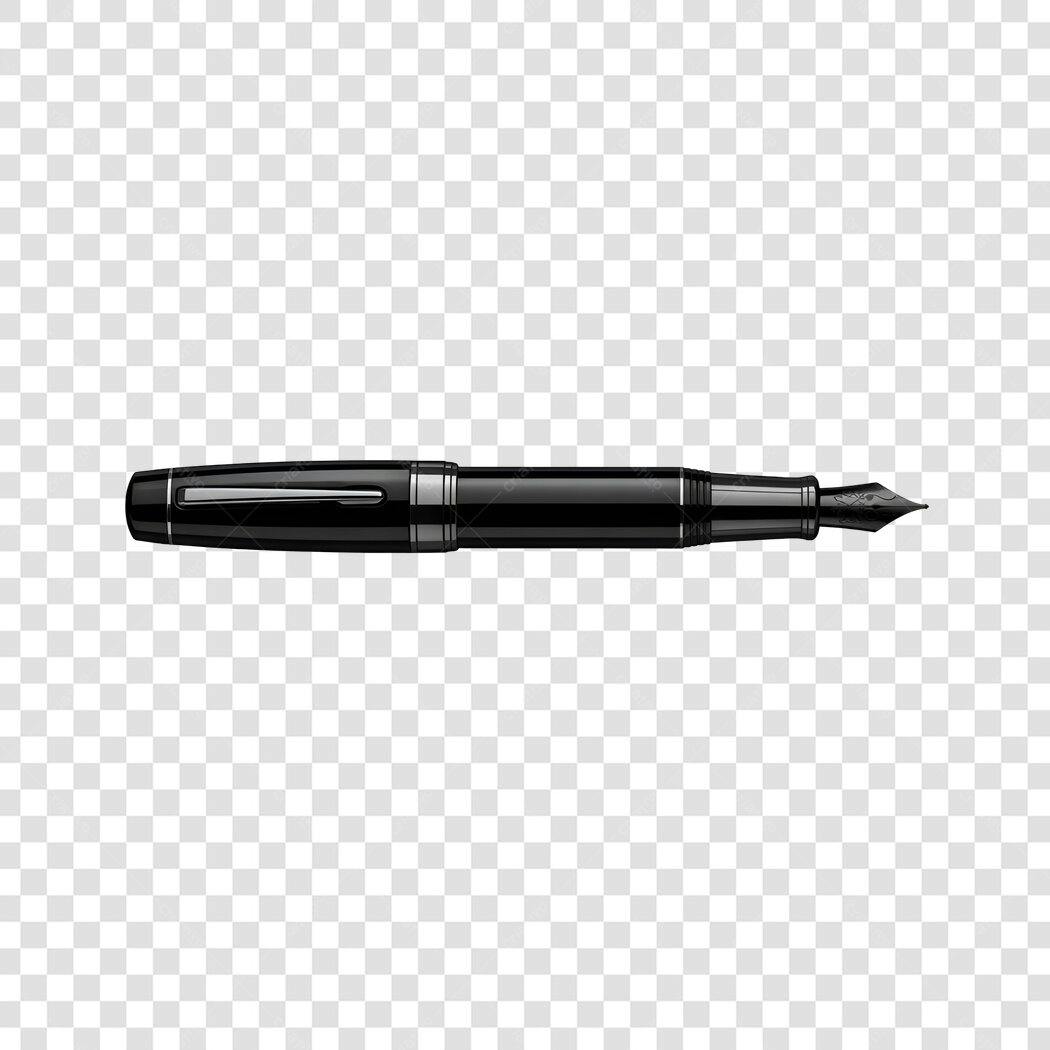 Ilustração Caneta Tinteiro Preta Clássica PNG Fundo Transparente