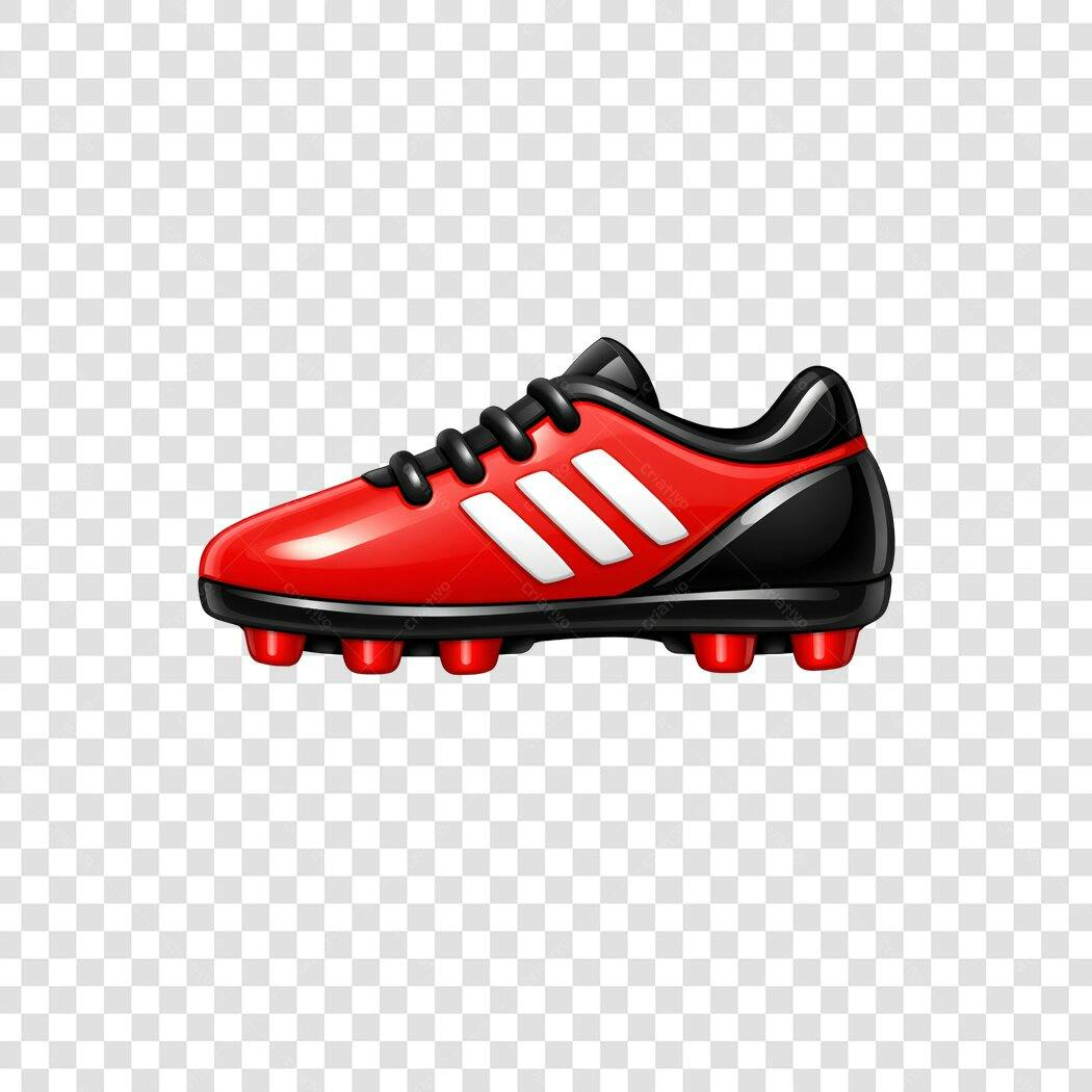 Ilustração Chuteira Futebol Vermelha Preta PNG Fundo Transparente