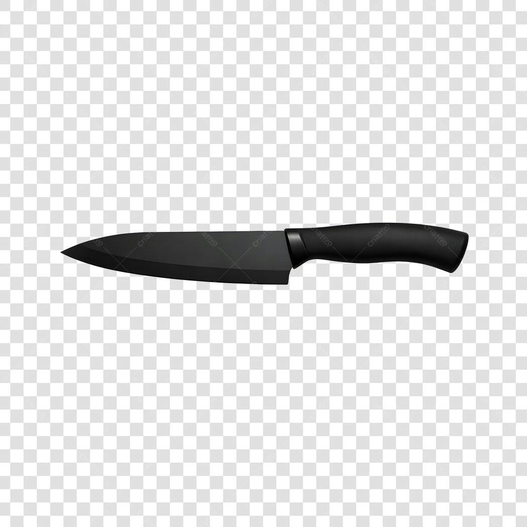 Ilustração Faca Cozinha Preta PNG Fundo Transparente