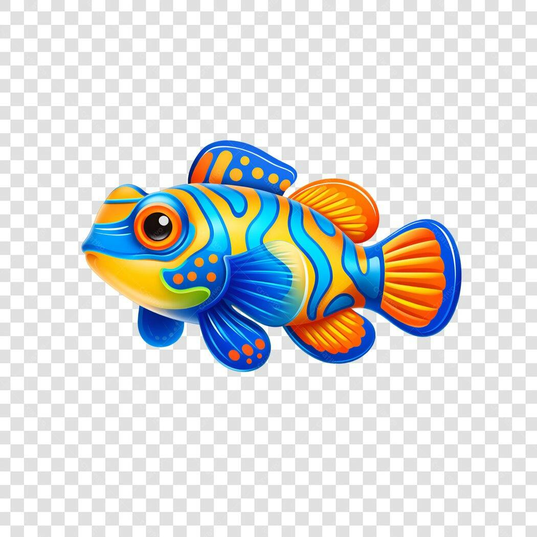 Ilustração Peixe Mandarim Colorido Marinho PNG Fundo Transparente