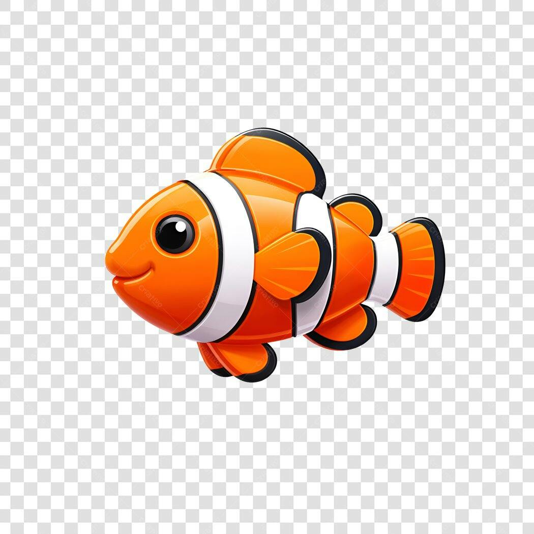Ilustração Peixe Palhaço Laranja e Branco PNG Fundo Transparente