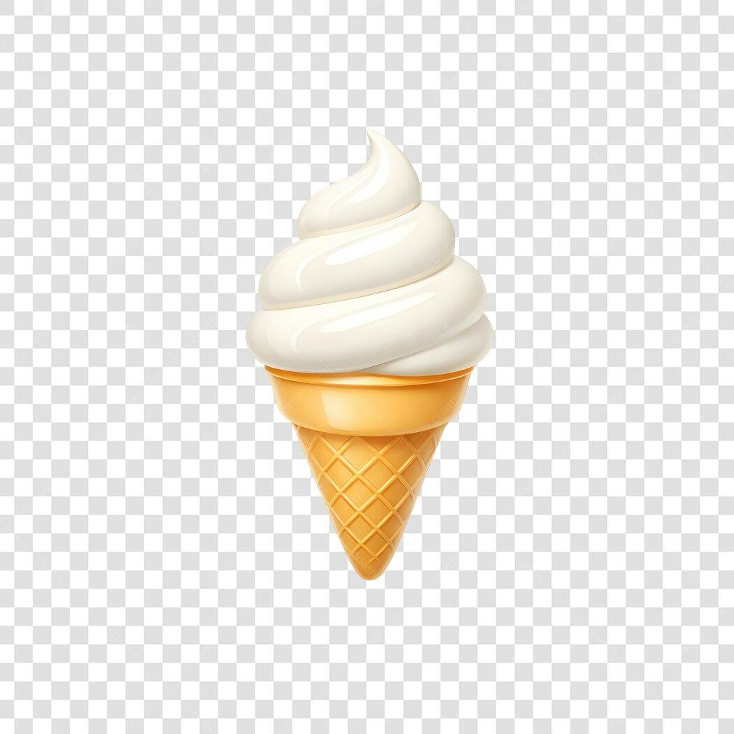 Ilustração Sorvete Casquinha Baunilha PNG Fundo Transparente