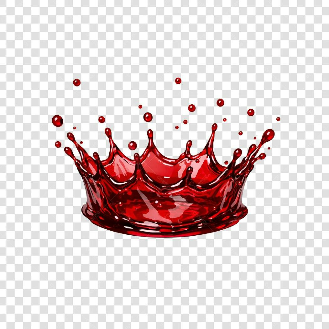 Ilustração Splash Líquido Vermelho Coroa PNG Fundo Transparente