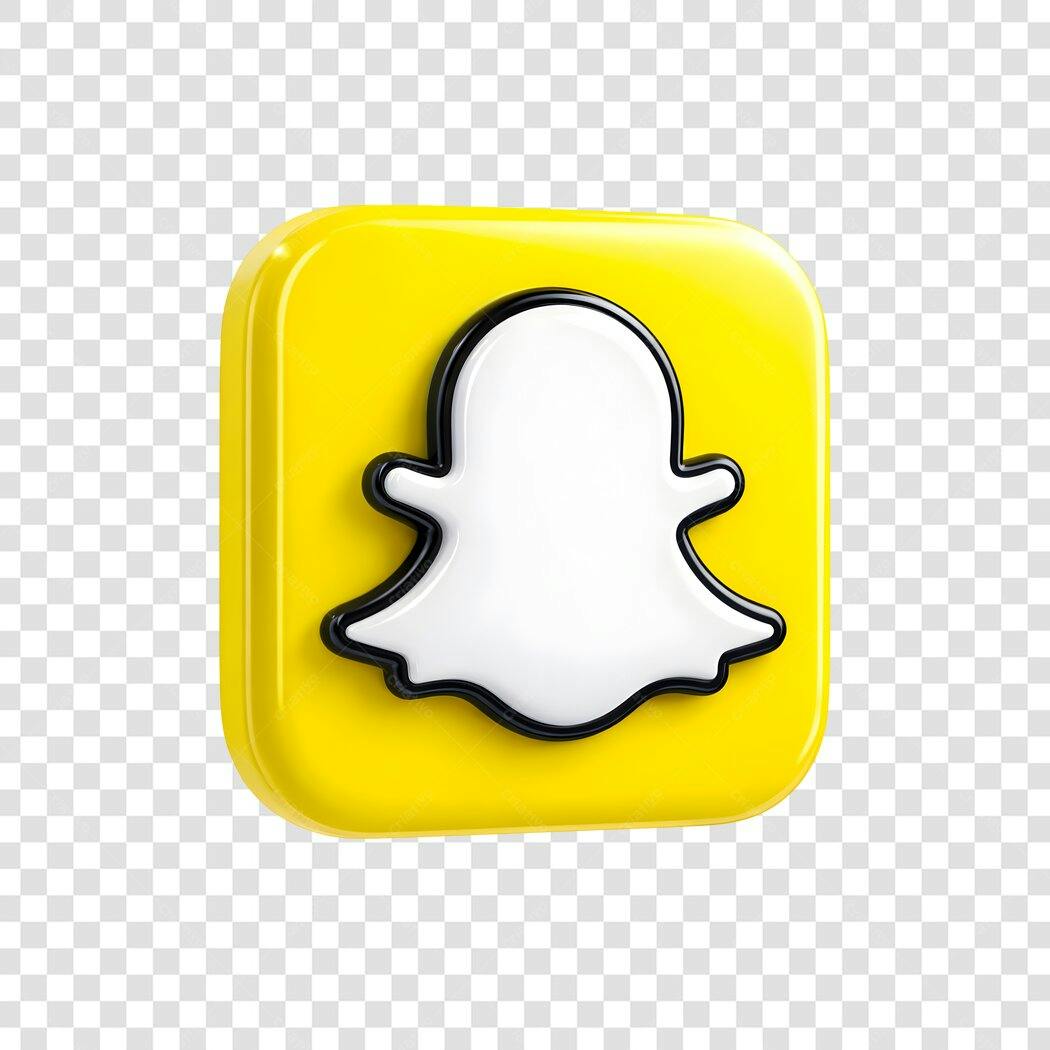 Logo Snapchat 3D Ícone Amarelo PNG Fundo Transparente