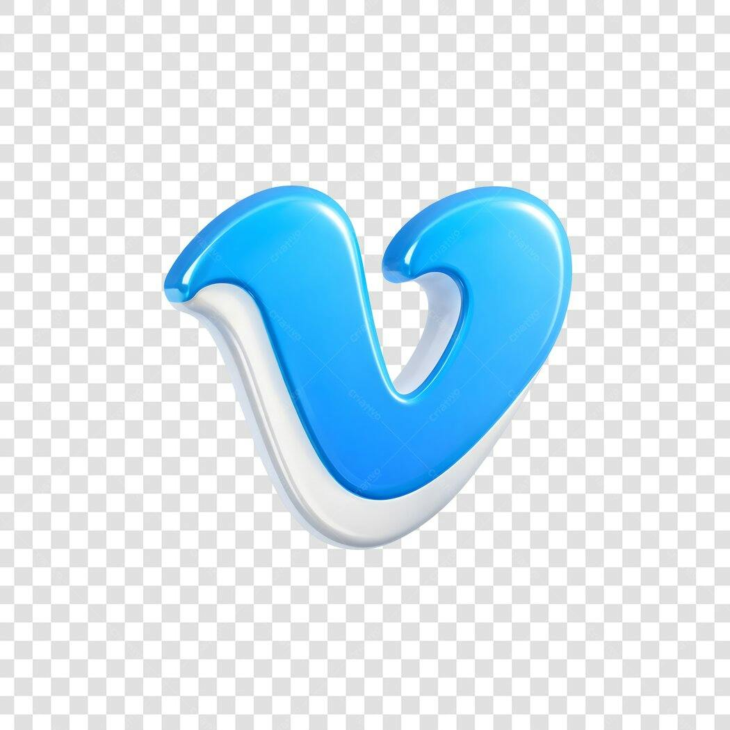 Logo Vimeo 3D Azul Branco PNG Fundo Transparente