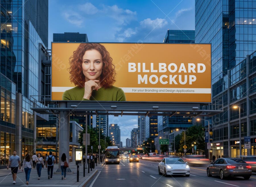 Mockup Outdoor Billboard Luminoso Cidade Noturna Editável