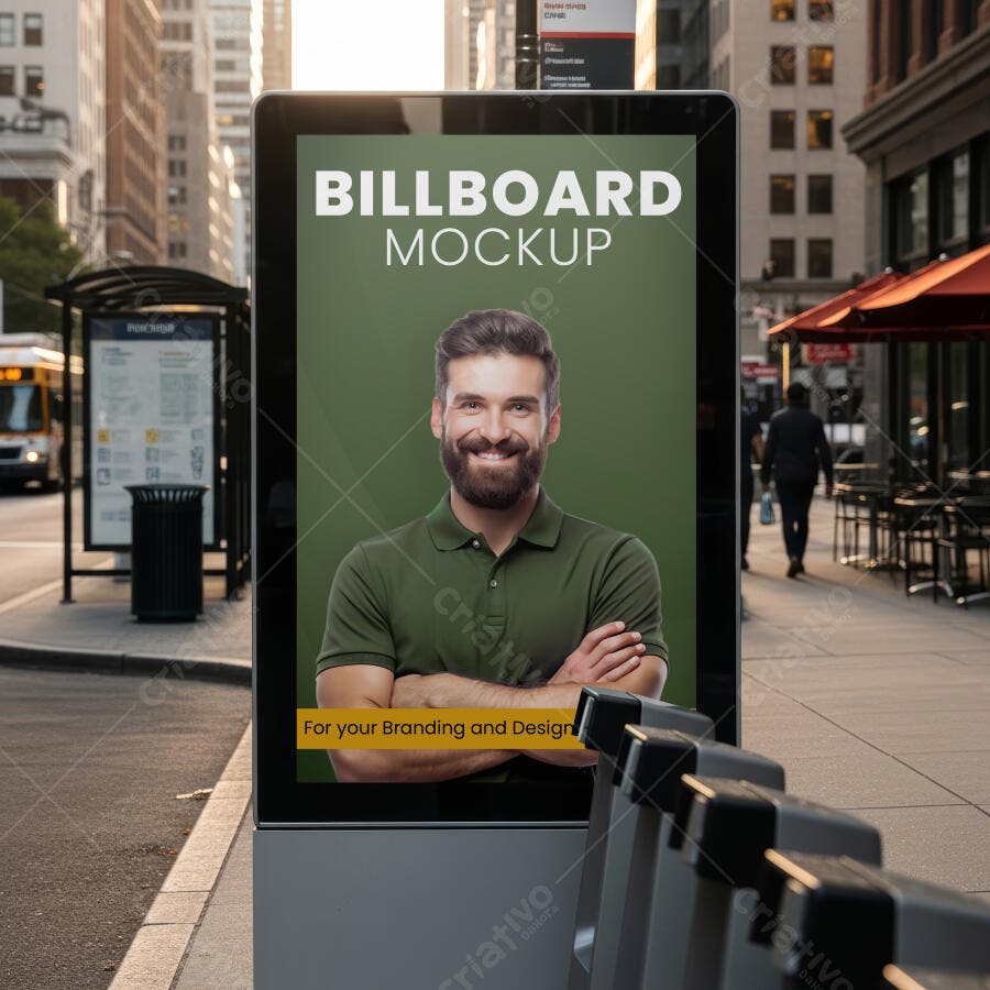 Mockup Outdoor Painel Digital Rua Cidade Editável