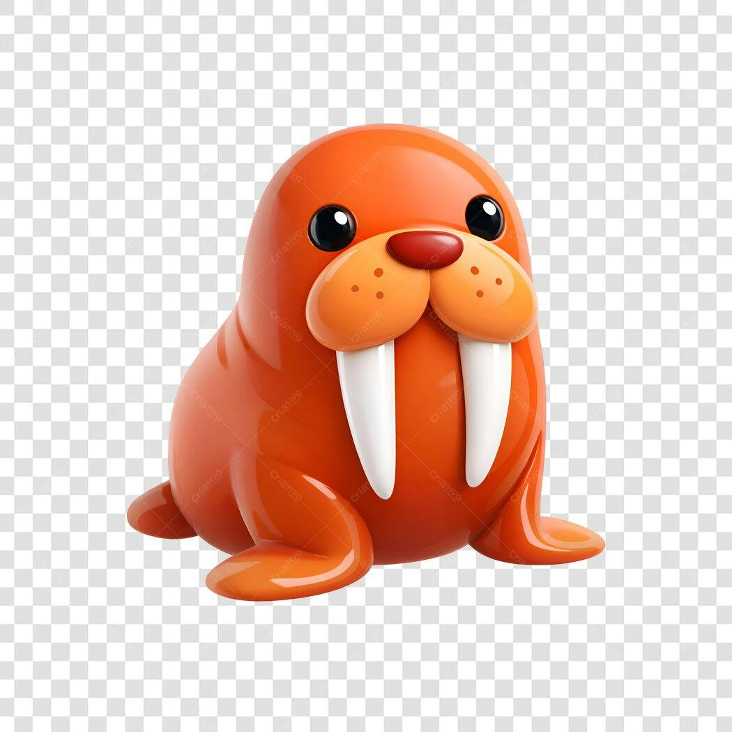 Personagem Ilustrado Morsa 3D Fofo PNG Fundo Transparente