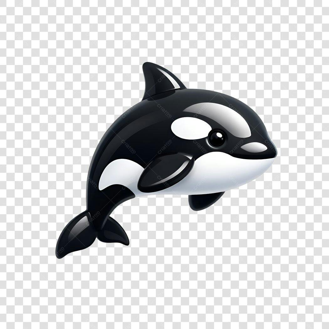 Personagem Ilustrado Orca Fofa Marinha PNG Fundo Transparente