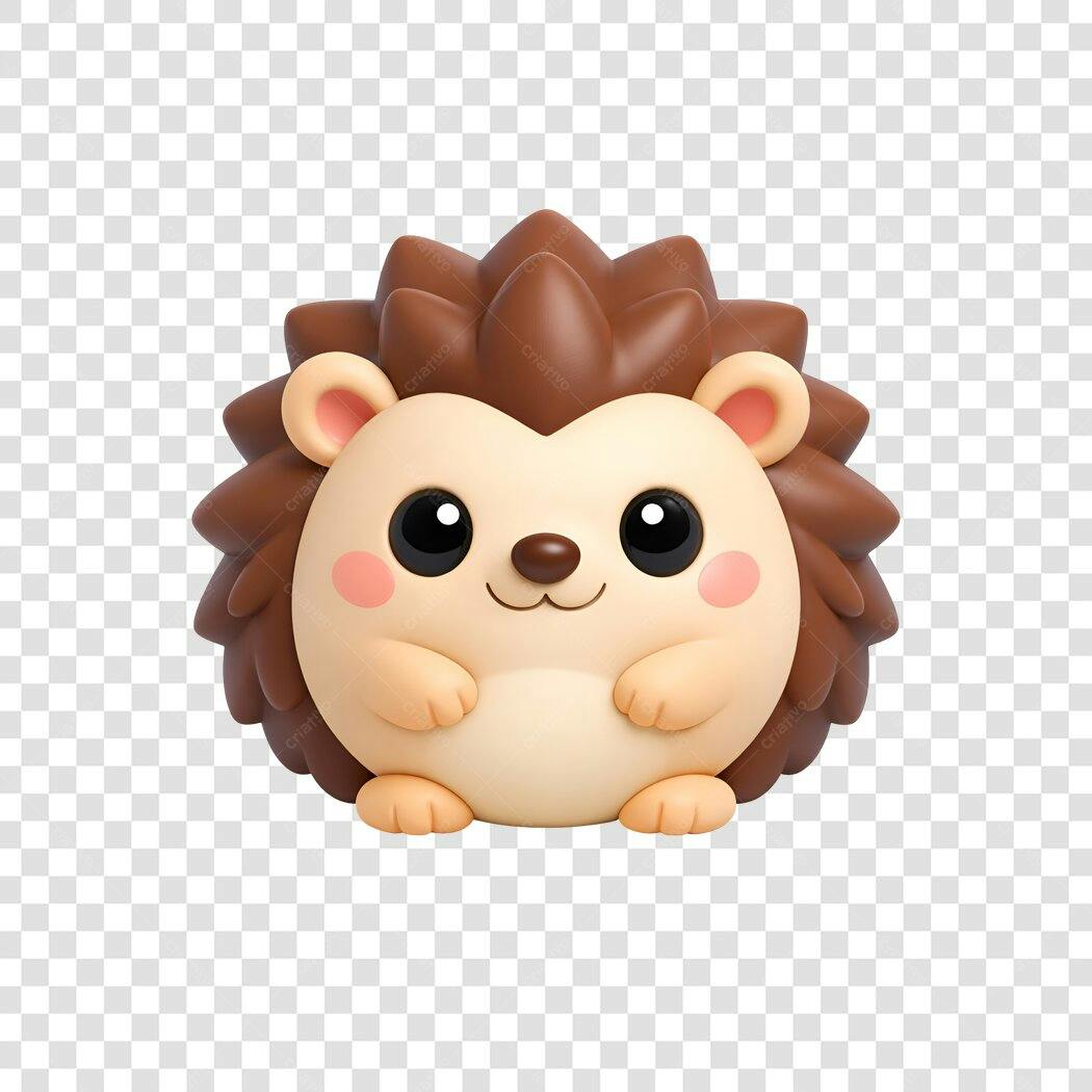 Personagem Ilustrado Ouriço Fofo 3D PNG Fundo Transparente