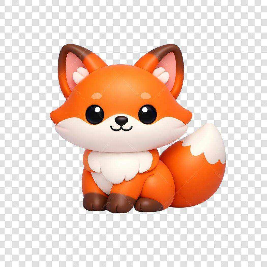 Personagem Ilustrado Raposa Fofa Laranja PNG Fundo Transparente