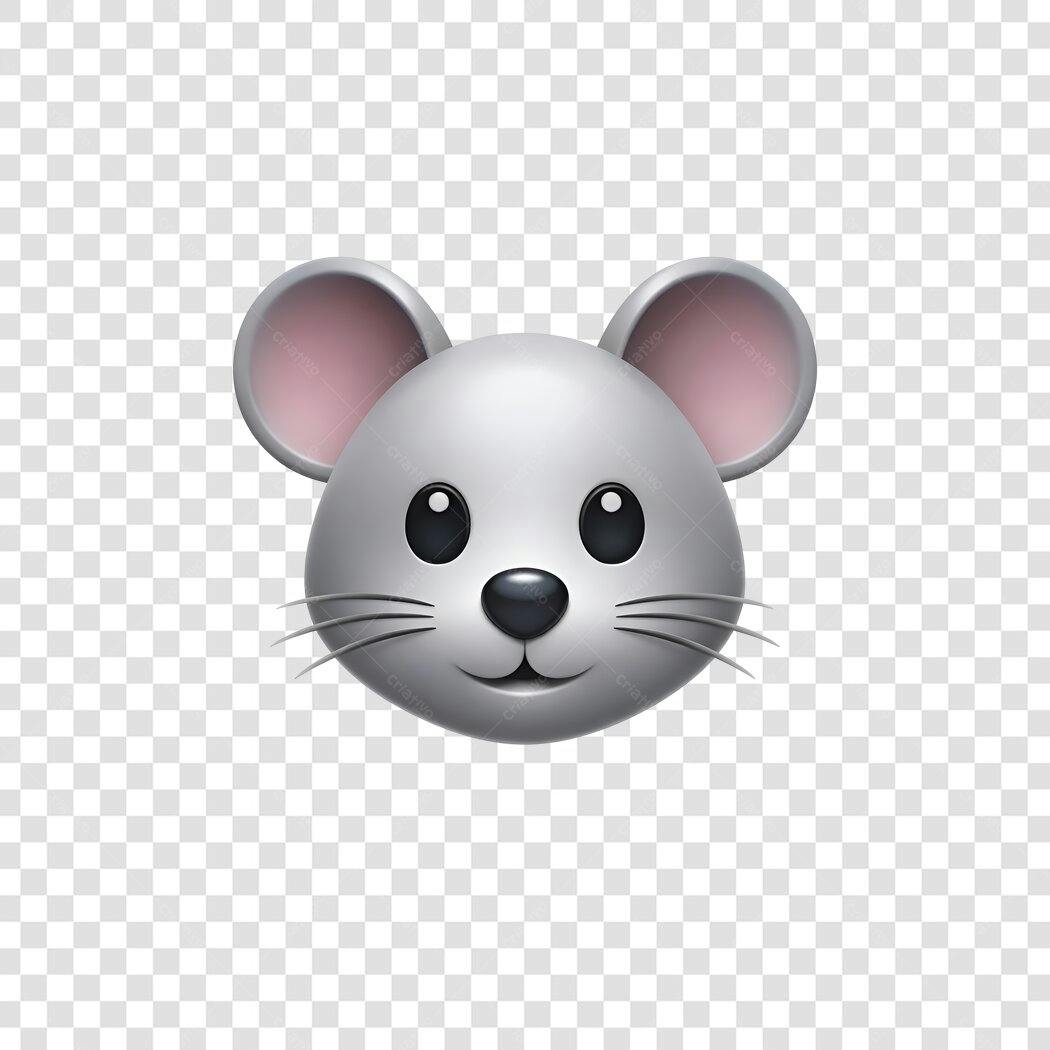 Personagem Ilustrado Rato Cinza Emoji PNG Fundo Transparente