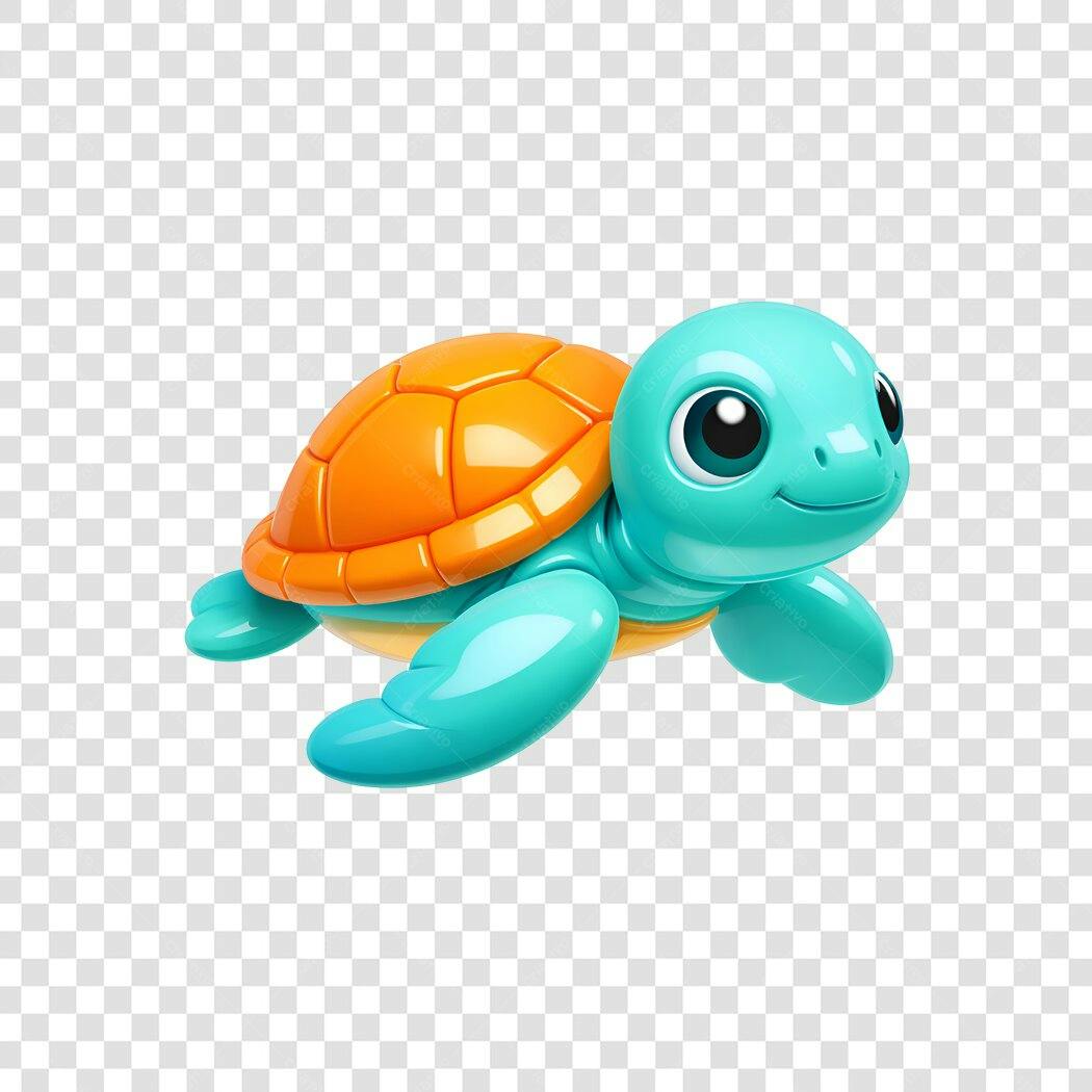 Personagem Ilustrado Tartaruga Marinha Fofa Azul Laranja PNG Fundo Transparente