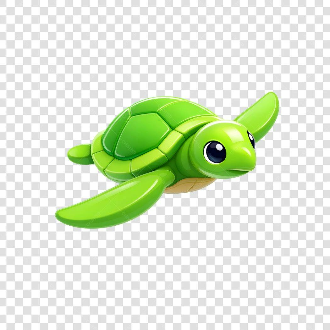 Personagem Ilustrado Tartaruga Verde Cartoon PNG Fundo Transparente