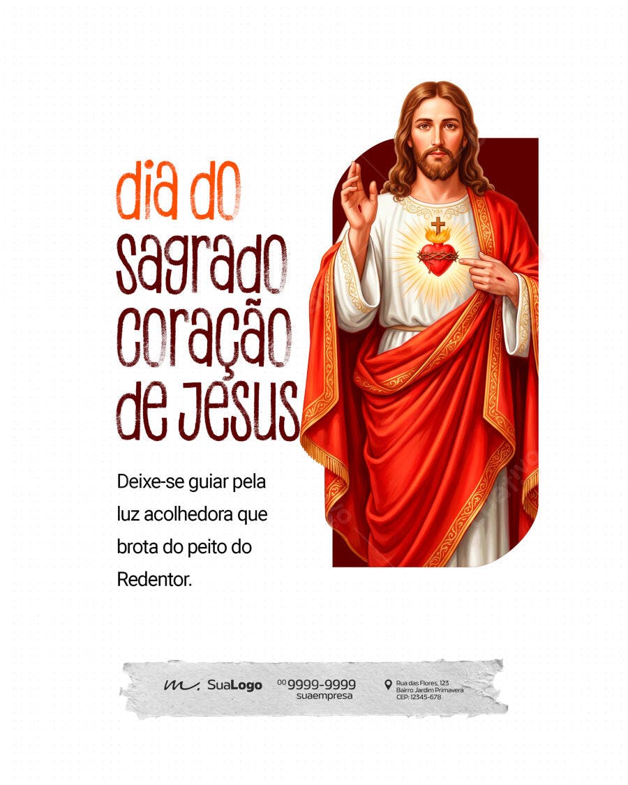 Post Dia do Sagrado Coração de Jesus PSD Editável