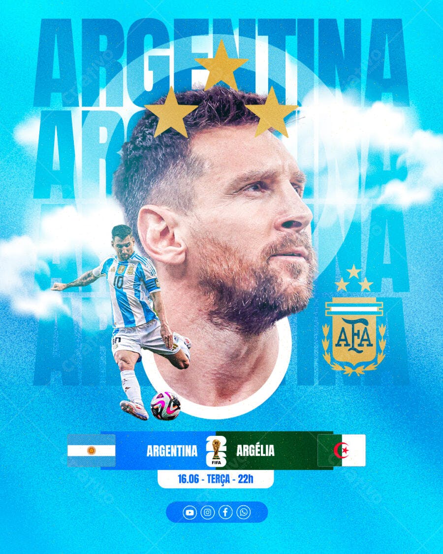 Post Instagram Copa do Mundo Argentina PSD Editável