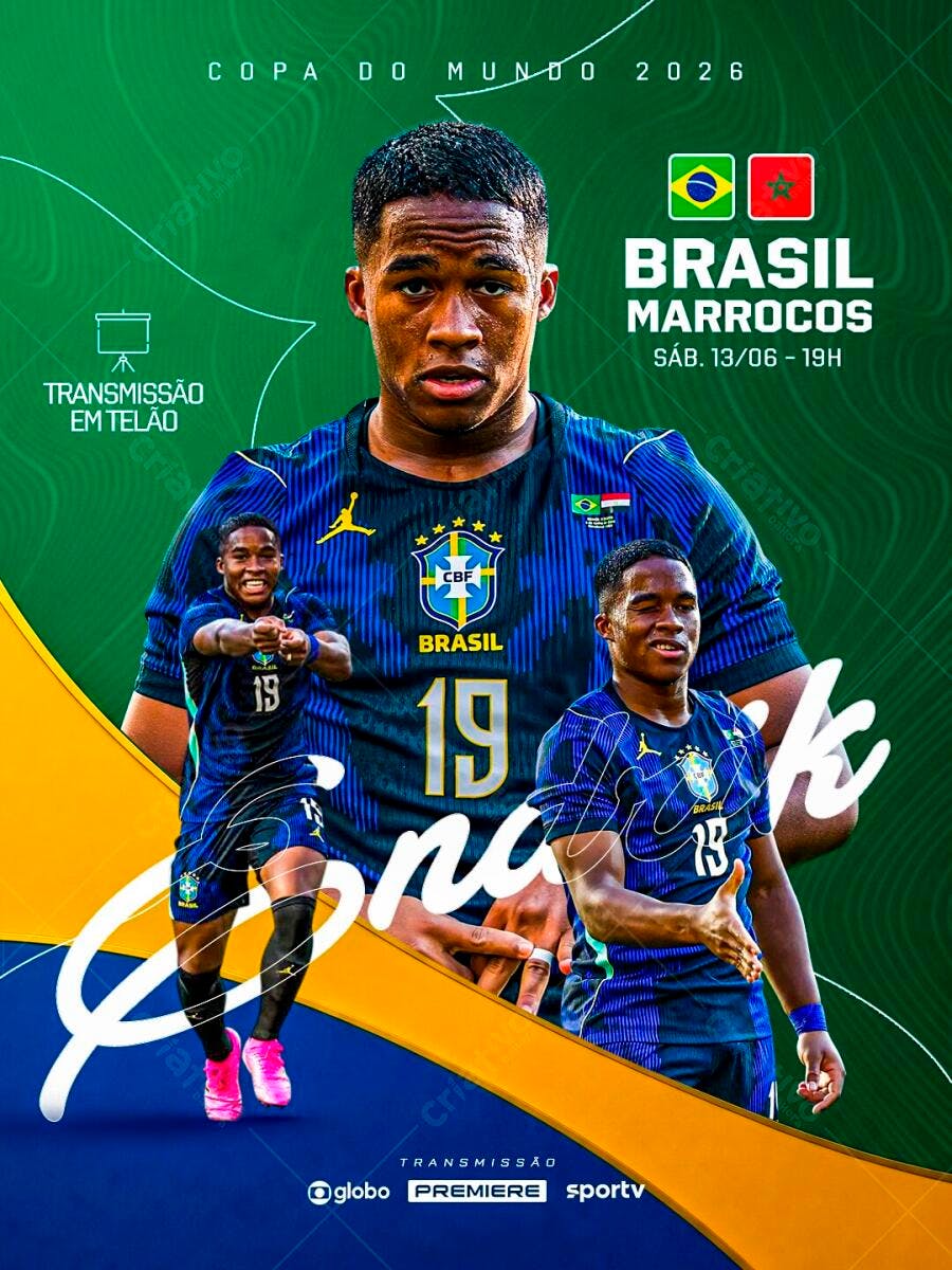 Post Instagram Copa do Mundo Brasil Marrocos PSD Editável