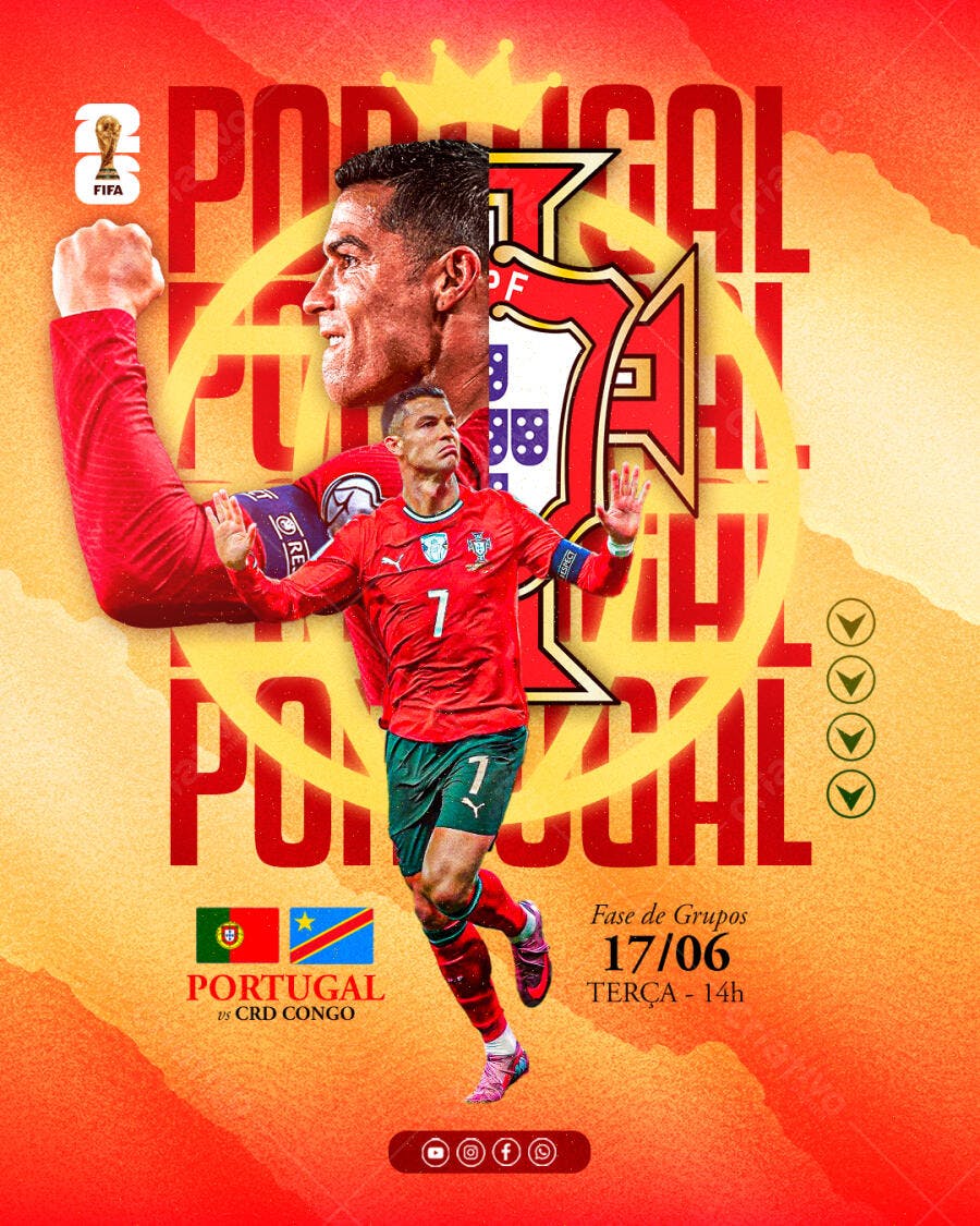 Post Instagram Copa do Mundo Portugal Futebol PSD Editável