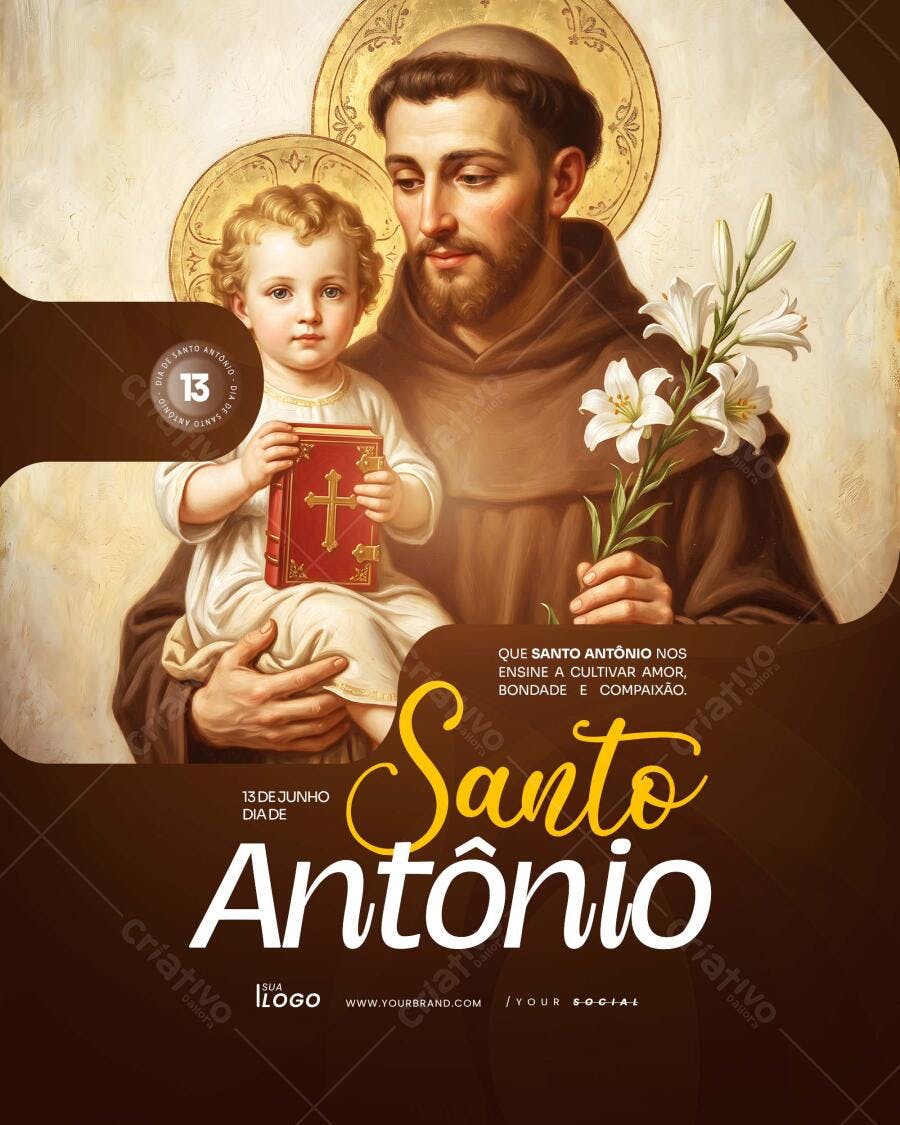 Post Instagram Dia de Santo Antônio 13 de Junho PSD Editável