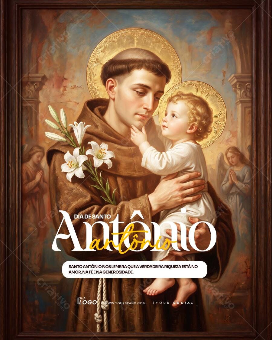 Post Instagram Dia de Santo Antônio Junho PSD Editável