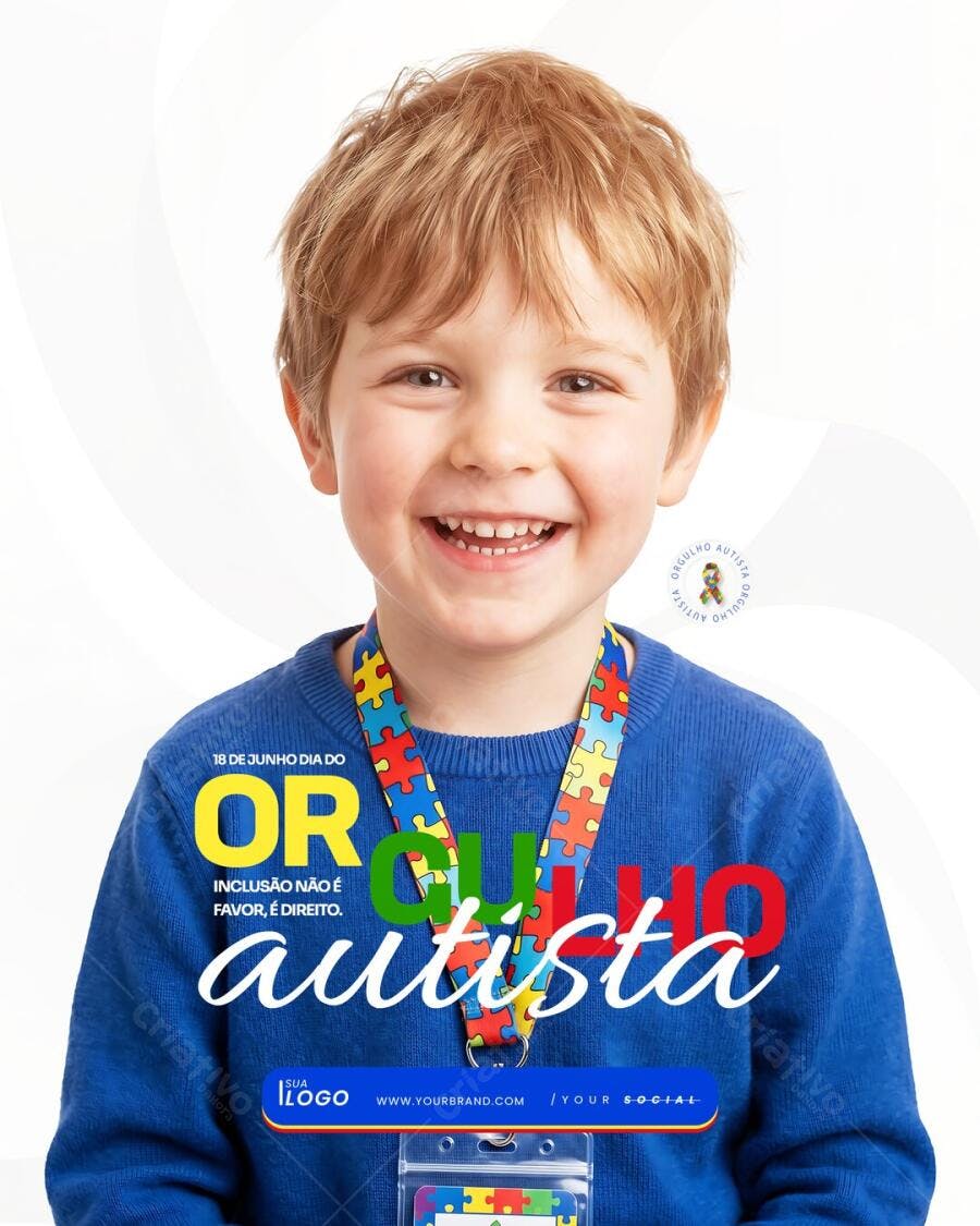Post Instagram Dia do Orgulho Autista 18 de Junho PSD Editável