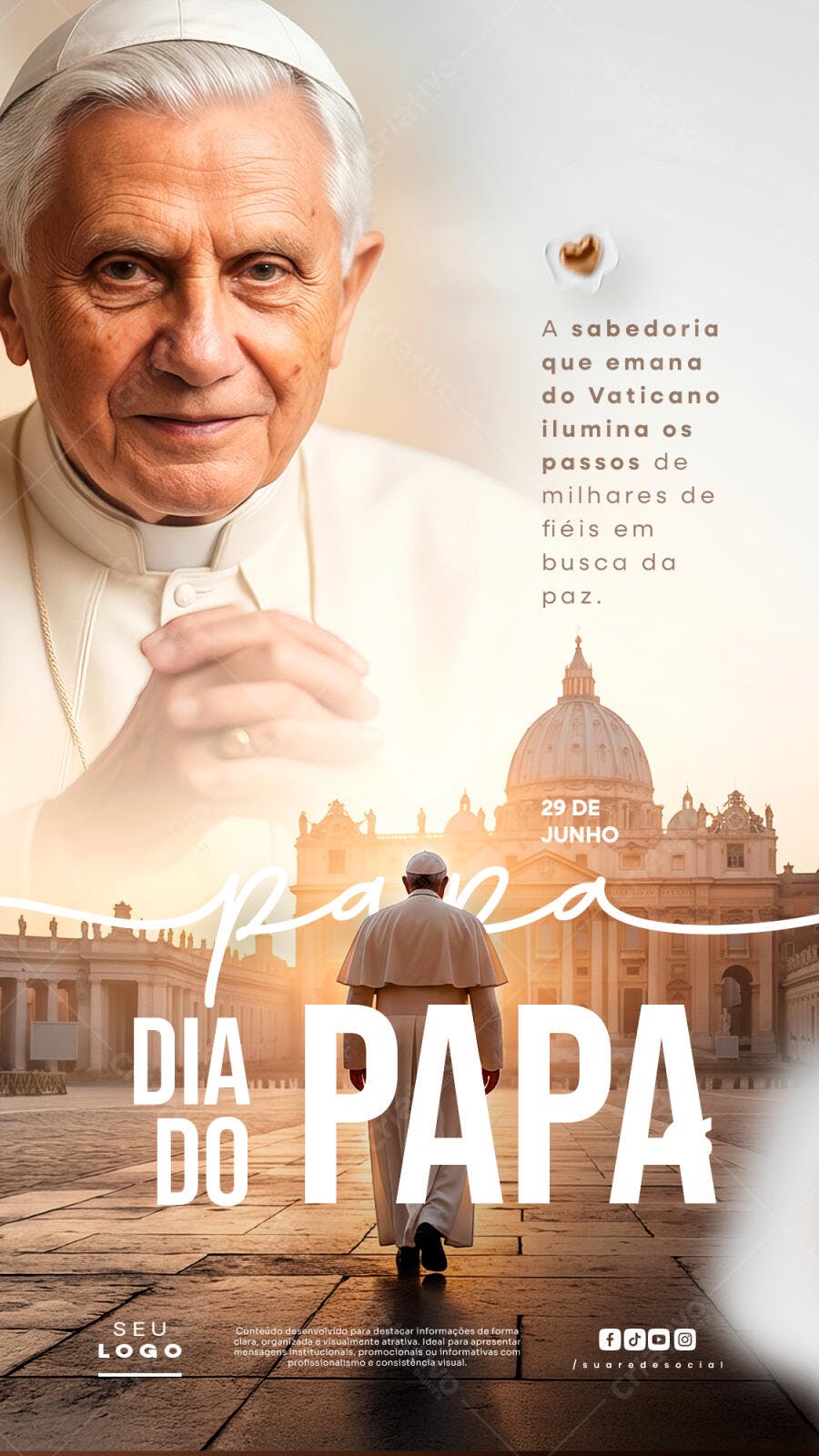 Post Instagram Dia do Papa 29 de Junho PSD Editável