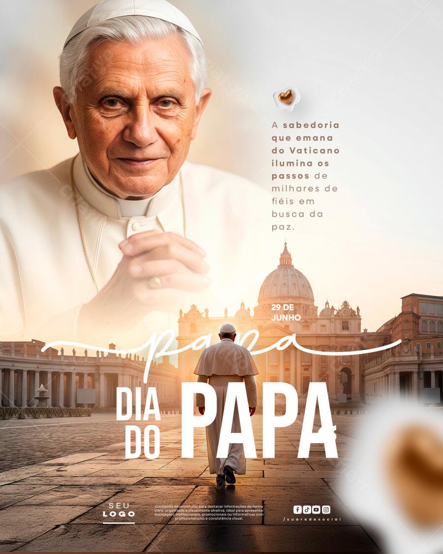 Post Instagram Dia do Papa 29 de Junho PSD Editável