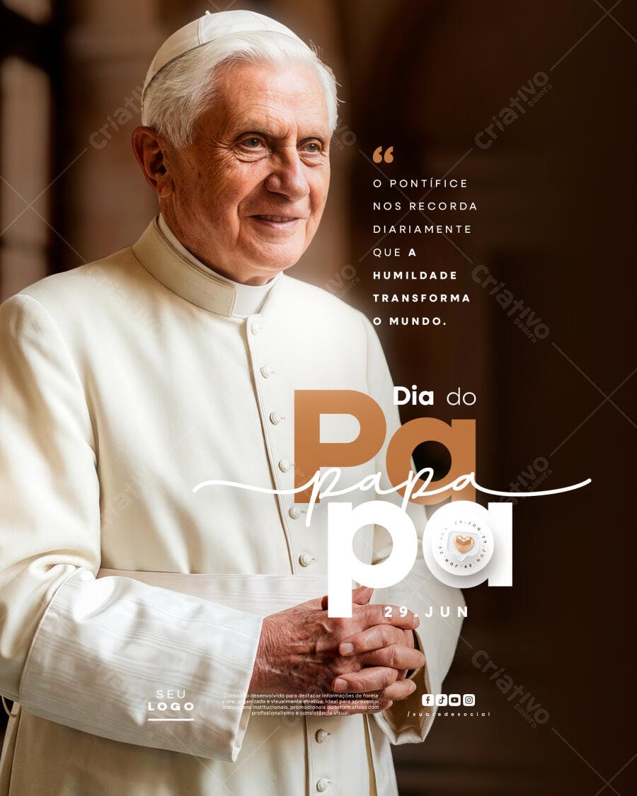 Post Instagram Dia do Papa 29 Junho PSD Editável