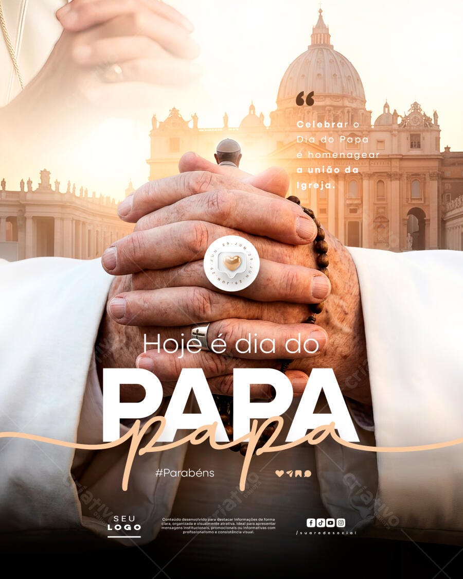 Post Instagram Dia do Papa Igreja Católica PSD Editável
