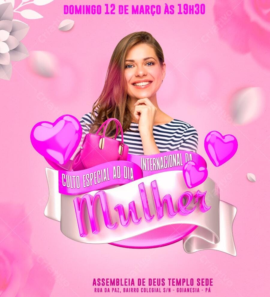 Post Instagram Dia Internacional da Mulher Março PSD Editável