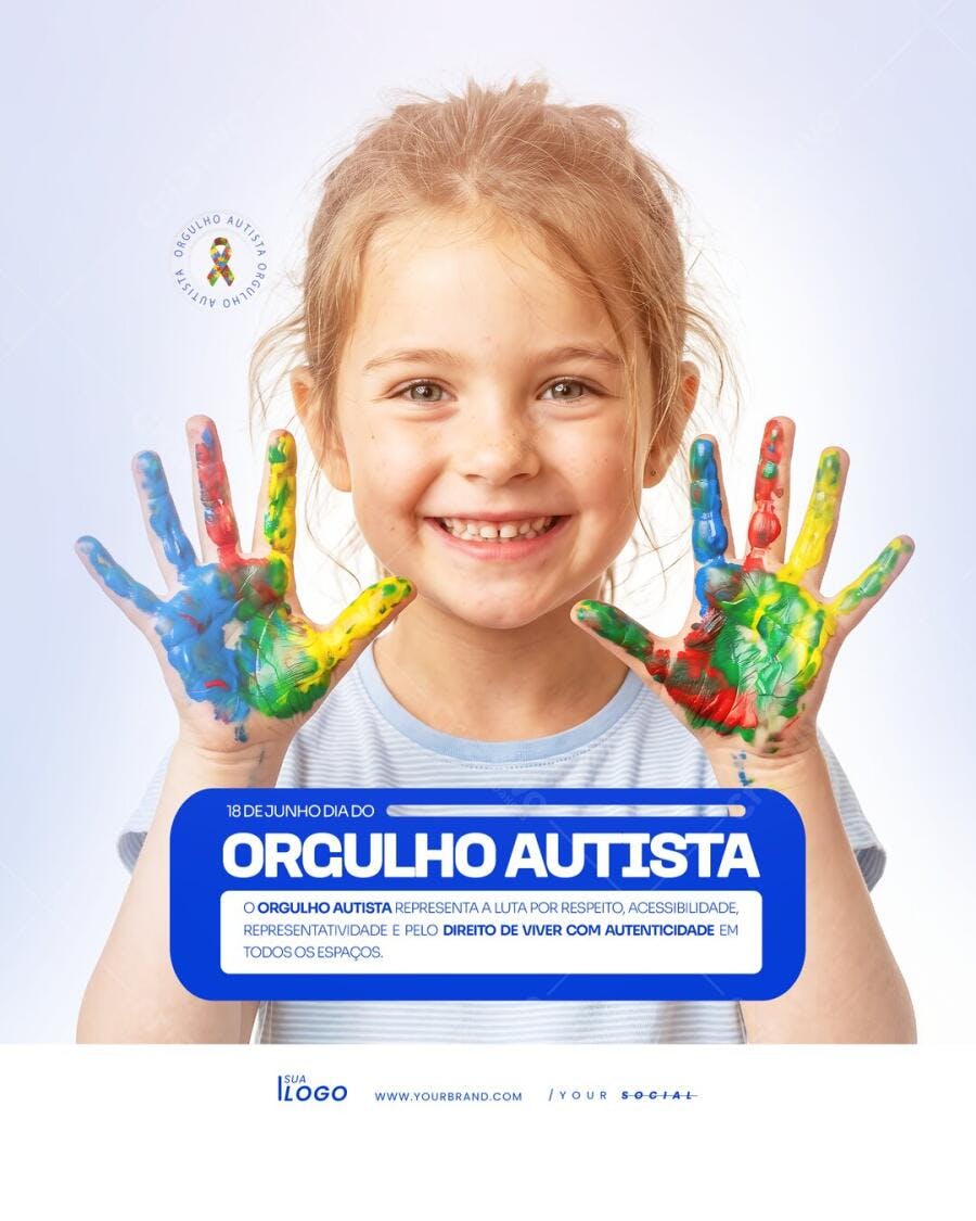 Post Instagram Orgulho Autista 18 de Junho PSD Editável